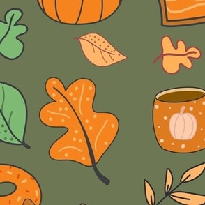 Pumpkin Spice Pattern In Green