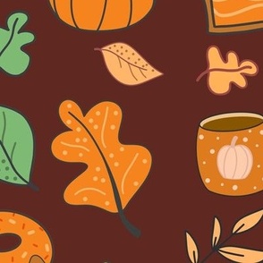 Pumpkin Spice Pattern Maroon