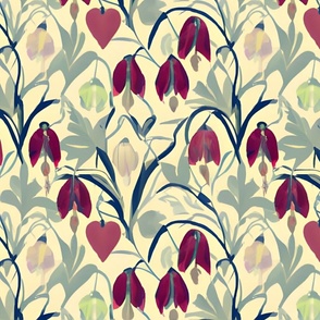 Art Nouveau Bleeding Heart Flowers