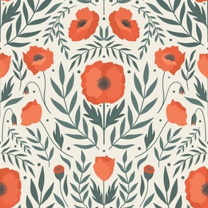 Poppies - Cream Large Scale