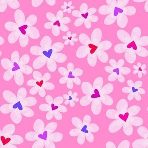Bright pink daisies and flowers, Retro bright pink flowers, Valentines Day