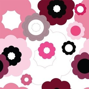 Pondering doughnut/ hot pink Flower Pattern