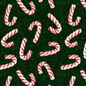 candy canes on forest green - C22