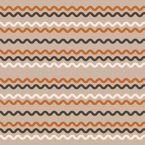 558 - Medium scale ocean beach waves in vintage orange and brown tones, for home décor, beach-house-wallpaper,  energising style, retro cool, teenage den, teenage duvet cover - Bolt of Cloth Cushion Cover August 2021 waves sunset tones