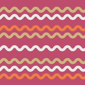 558 - Medium scale ocean beach waves in sunset zesty orange and hot pink tones, for dopamine home décor, beach-house-wallpaper,  energising style, retro cool, teenage den, teenage duvet cover - Bolt of Cloth Cushion Cover August 2021 waves sunset tones