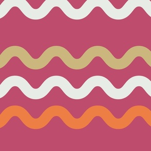 558 - Jumbo scale ocean beach waves in sunset zesty orange and hot pink tones, for home décor, beach-house-wallpaper,  energising style, retro cool, teenage den, teenage duvet cover - Bolt of Cloth Cushion Cover August 2021 waves sunset tones