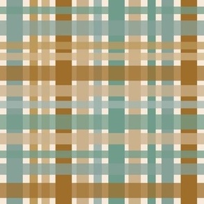 560 - Medium Scale classic soft sage green, cream and caramel plaid tartan pattern for  children apparel, upholstery, wallpaper, timeless duvet cover, tablecloths and dining linen.