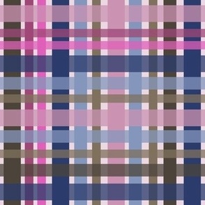 560 - Medium Scale cobalt blue and pink classic plaid tartan pattern for apparel, upholstery, wallpaper, timeless duvet cover, tablecloths and dining linen.