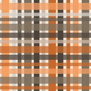 560 - Medium Scale retro burnt orange, cream and brown classic plaid tartan pattern for apparel, upholstery, wallpaper, timeless duvet cover, tablecloths and dining linen.