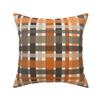 560 - Jumbo Scale retro orange, cream and brown classic plaid tartan pattern for upholstery, wallpaper, timeless duvet cover, tablecloths and dining linen.