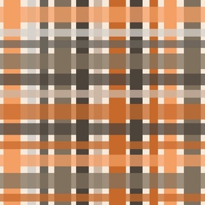 560 - Jumbo Scale retro orange, cream and brown classic plaid tartan pattern for upholstery, wallpaper, timeless duvet cover, tablecloths and dining linen.