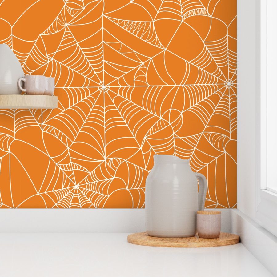 Halloween design cobwebs orange (Zest)