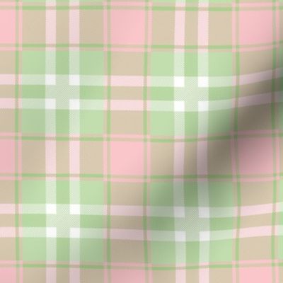 Traditional spring plaid checkered tartan design seventies retro style textile design vintage mint blush pink