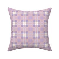 Traditional spring plaid checkered tartan design seventies retro style textile design vintage lilac purple blush white