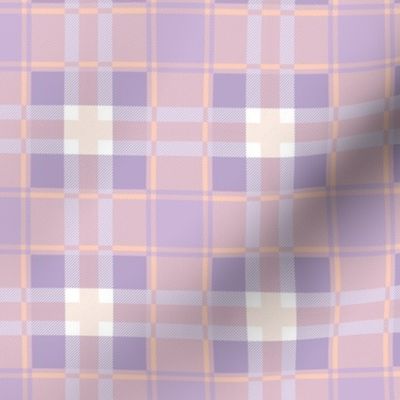 Traditional spring plaid checkered tartan design seventies retro style textile design vintage lilac purple blush white