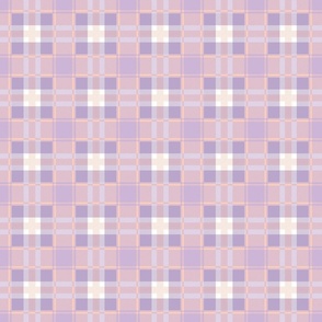 Traditional spring plaid checkered tartan design seventies retro style textile design vintage lilac purple blush white