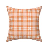 Traditional spring plaid checkered tartan design seventies retro style textile design vintage orange blush