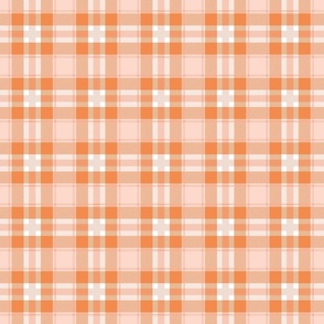 Traditional spring plaid checkered tartan design seventies retro style textile design vintage orange blush