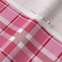 Traditional spring plaid checkered tartan design seventies retro style textile design vintage pink red valentine s day palette