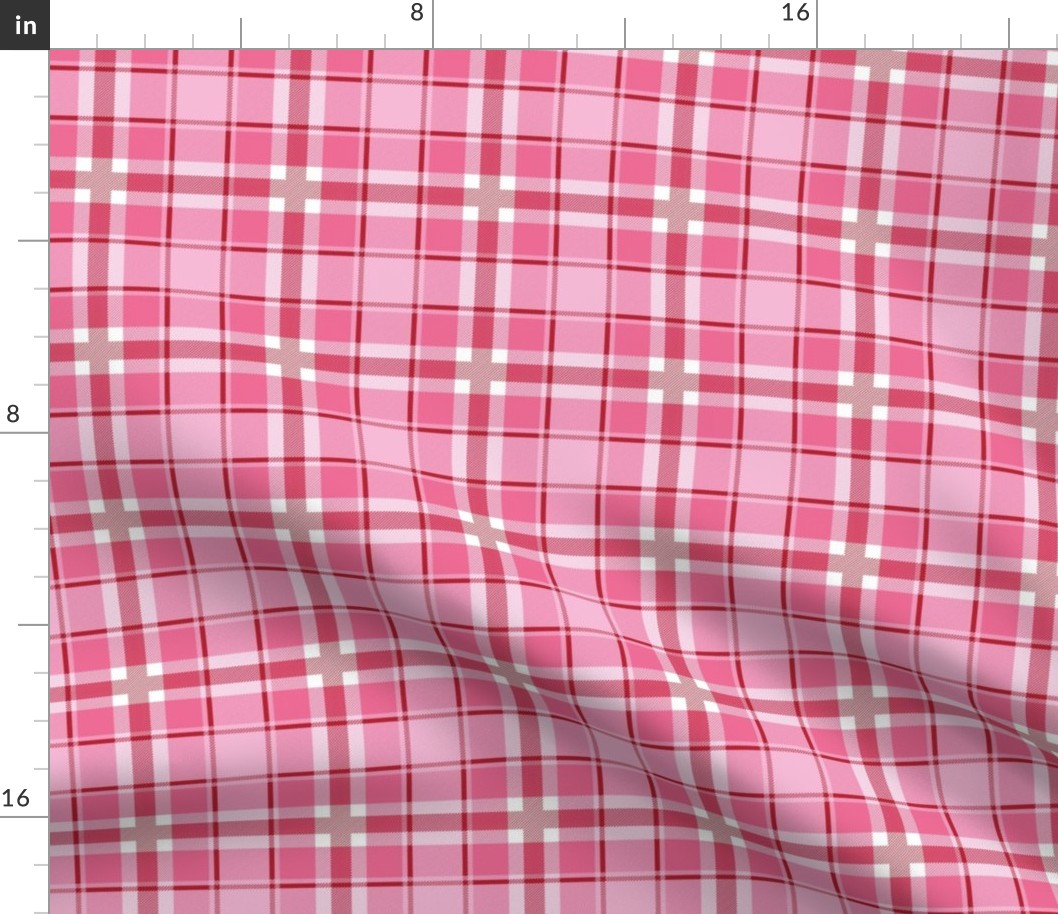 Traditional spring plaid checkered tartan design seventies retro style textile design vintage pink red valentine s day palette