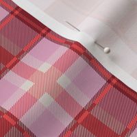Traditional spring plaid checkered tartan design seventies retro style textile design vintage pink red valentine palette