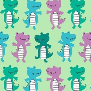 Cute crocodiles in green, violet, aqua for baby & kids - crocodile