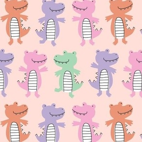 Girly crocodiles - fun & playful alligators for kids & baby - pink, orange, purple, green - girls