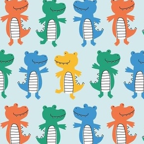 Happy crocodiles - playful crocodile - for kids and baby - primary red, green, blue, yellow