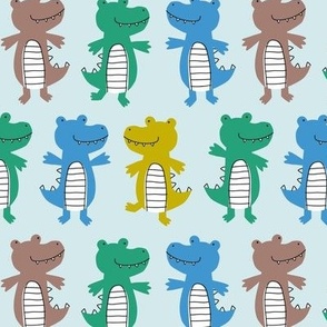 Happy crocodiles - playful crocodile - for kids and baby - boys blue, green, brown