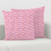 Ditsy flower - playful floral pattern in pink, lilac and orange - girly