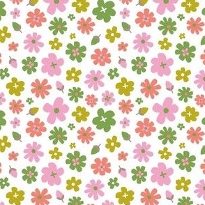 Ditsy flower - playful floral pattern in pinks and greens