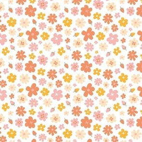 Ditsy flower - playful floral pattern in pinks orange and yellow