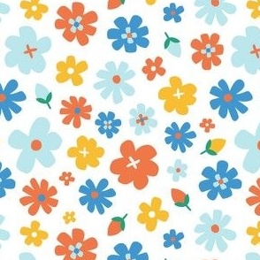 Ditsy flower - playful floral pattern in primary colors