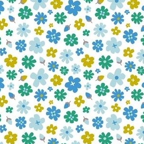 Ditsy flower - playful floral pattern in blue green aqua