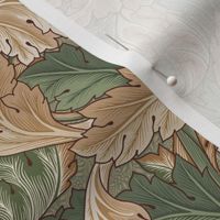 Acanthus - by William Morris - SMALL -  brown and olive Antiqued art nouveau art deco paper background adaption