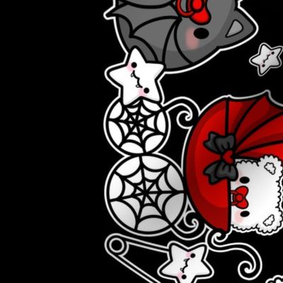 Baby Bat Nursery Pastel Goth Baby Shower Gothic Gender Neutral Red Black Alt Kawaii Baby Carriage Teddy Bear Star