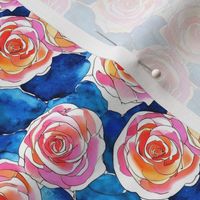 roses watercolor blue small 