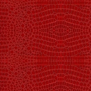 Red croc embossed leather 