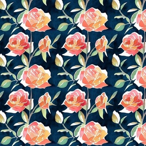 Rose watercolor navy medium