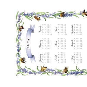 Bees and Lavender Tea Towel Calendar