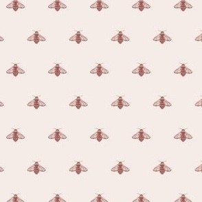 Handdrawn Bees in Light Pink & Red
