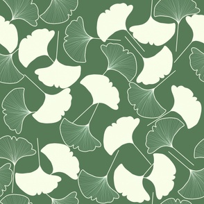 White gingko leaves on green