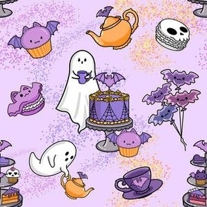 Pastel Goth Halloween Tea Party Bakery Gothic Bats Ghosts Kawaii Birthday Lavender