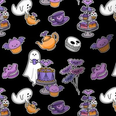 Pastel Goth Halloween Tea Party Bakery Gothic Bats Ghosts Kawaii Birthday Black