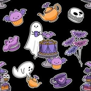 Pastel Goth Halloween Tea Party Bakery Gothic Bats Ghosts Kawaii Birthday Black