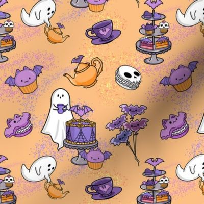 Pastel Goth Halloween Tea Party Bakery Gothic Bats Ghosts Kawaii Birthday Orange