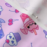 Pastel Goth Boba Bat Bubble Tea Cherries Skull Cupcake Kawaii Pink