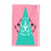 may the forest be with you tea towel pink and teal