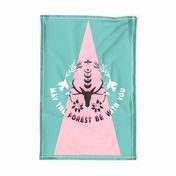 may the forest be with you tea towel duck egg and pink