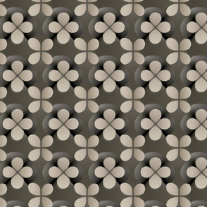 Retro Floral in Tan and Grey